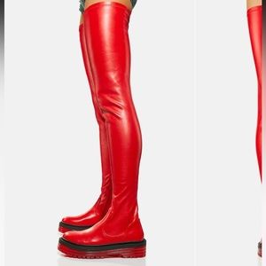 Surgery Red Platform Thigh High Boots
